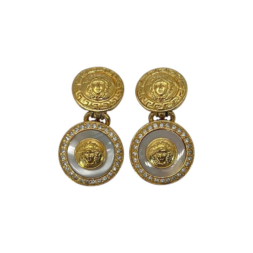 Versace Vintage Medusa Rhinestone Earrings